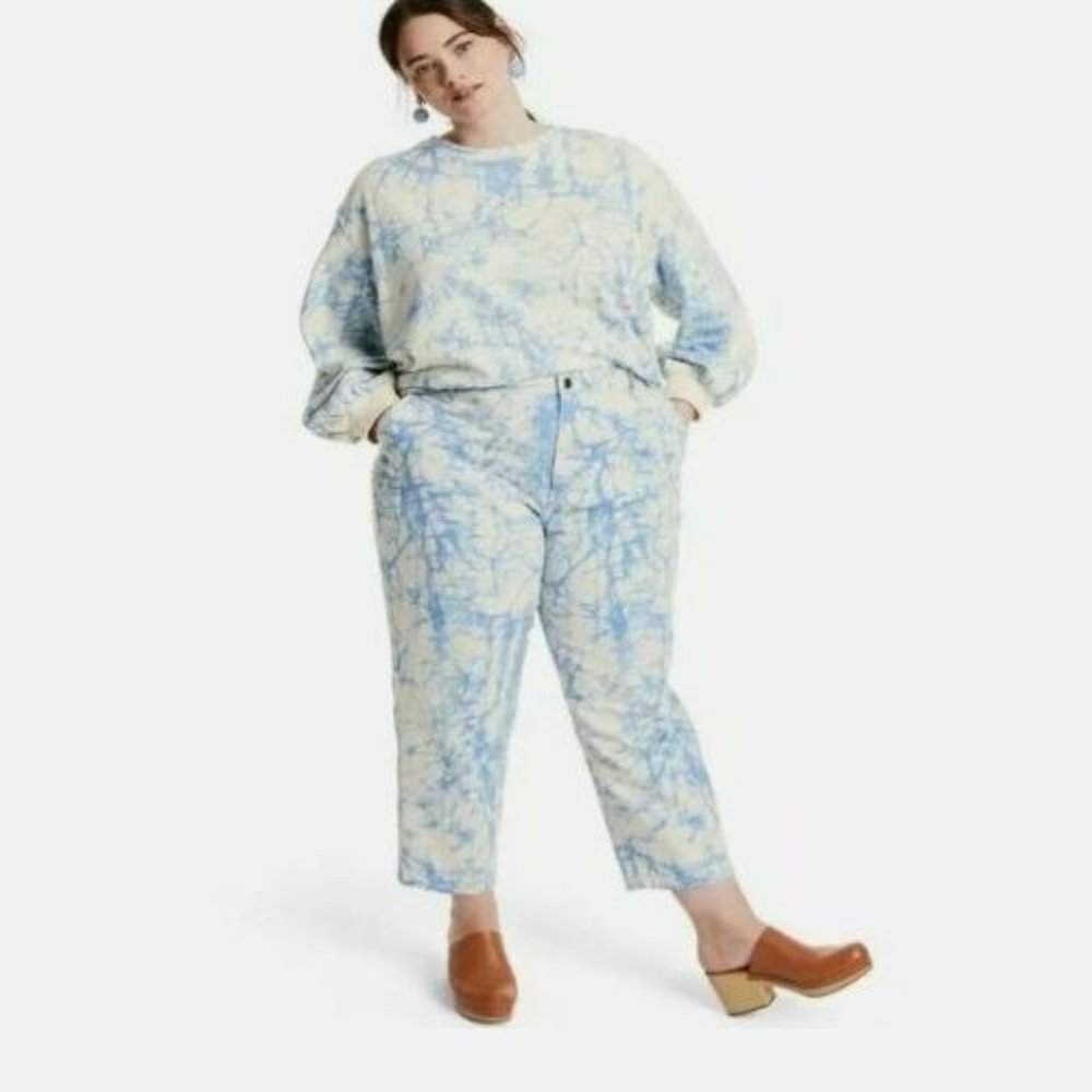 Women's Tie-Die Ankle Height High Rise Pants - Rachel Comey x Target Blue White